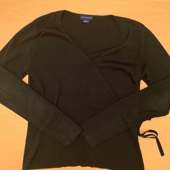 Ann Taylor Faux Wrap Knit Silk Top / M - Image 1