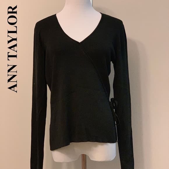 Ann Taylor Faux Wrap Knit Silk Top / M - Image 2