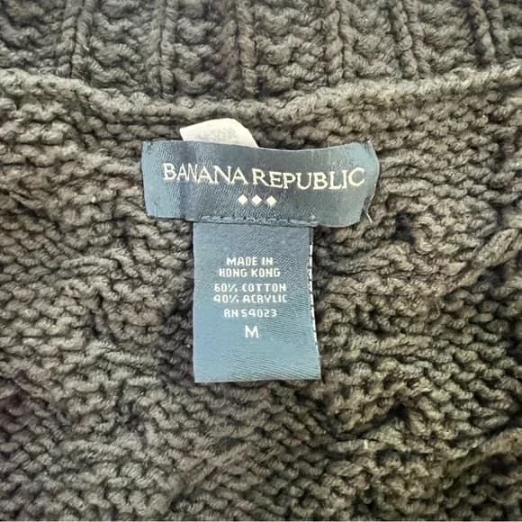 Banana Republic V-Neck Cable Knit Sweater - Dark Brown - M - Image 2