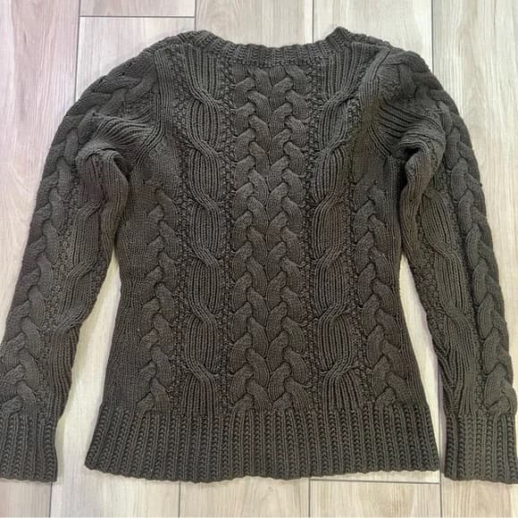 Banana Republic V-Neck Cable Knit Sweater - Dark Brown - M - Image 3