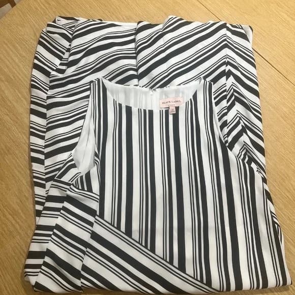 NWOT Chico's Black Label Asymmetrical Dress • Black Alabaster Striped Midi / 12 - Image 4