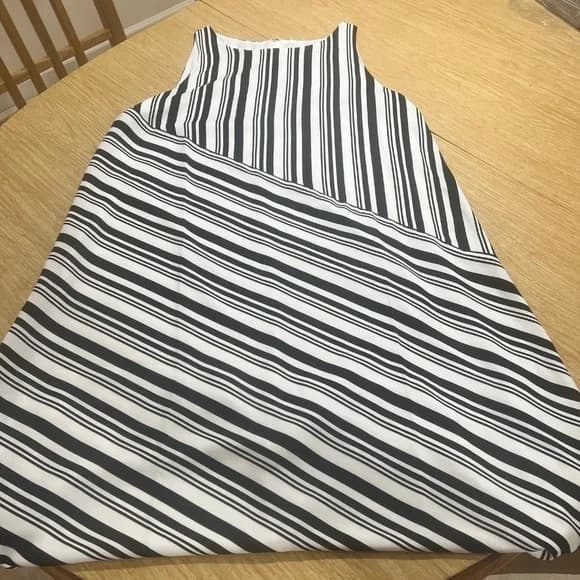 NWOT Chico's Black Label Asymmetrical Dress • Black Alabaster Striped Midi / 12 - Image 6