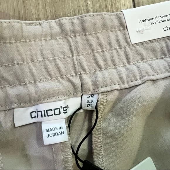 NWT Chico's Smokey Taupe Polished Wide Leg Cargo Pants - 12 (Chico Size - 2R) - Image 5