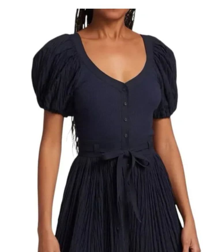 Ulla Johnson Vinny Belted Puff-Sleeve Romper - Image 1