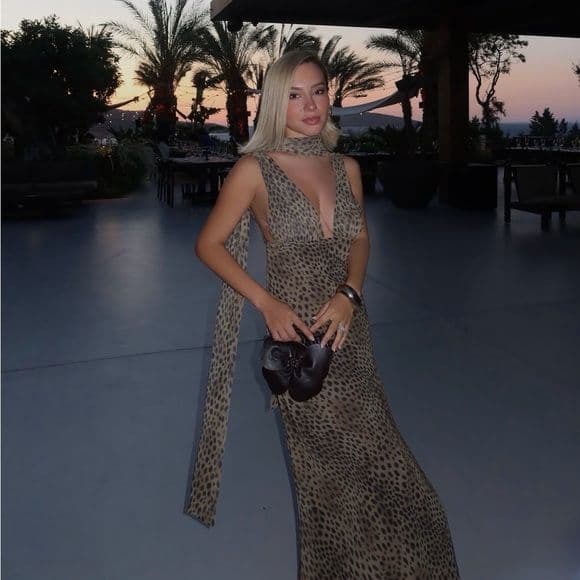 Zara Leopard Animal cheetah Print Evening Gown with Scarf maxi dress - Image 1