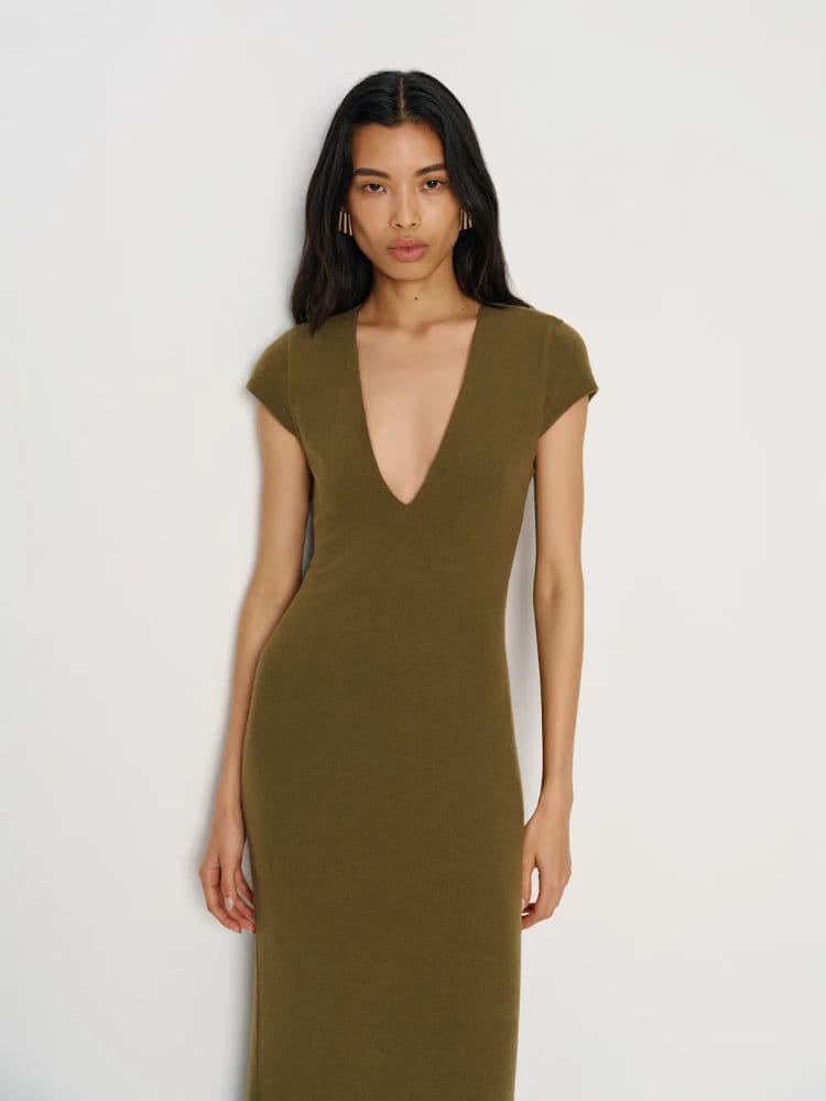 Reformation Maxi Moss Knit V-Neck Dress - Image 2