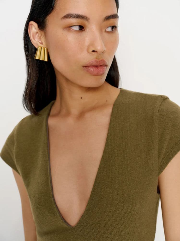 Reformation Maxi Moss Knit V-Neck Dress - Image 3