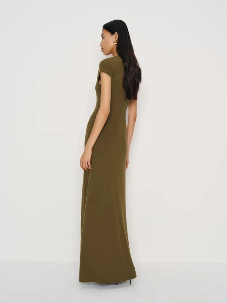 Reformation Maxi Moss Knit V-Neck Dress - Image 4
