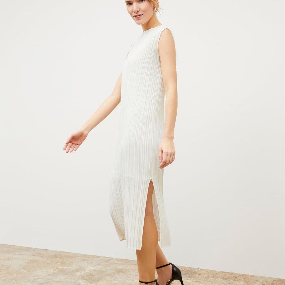 M.M.LaFleur White Micropleat Dress - Image 1