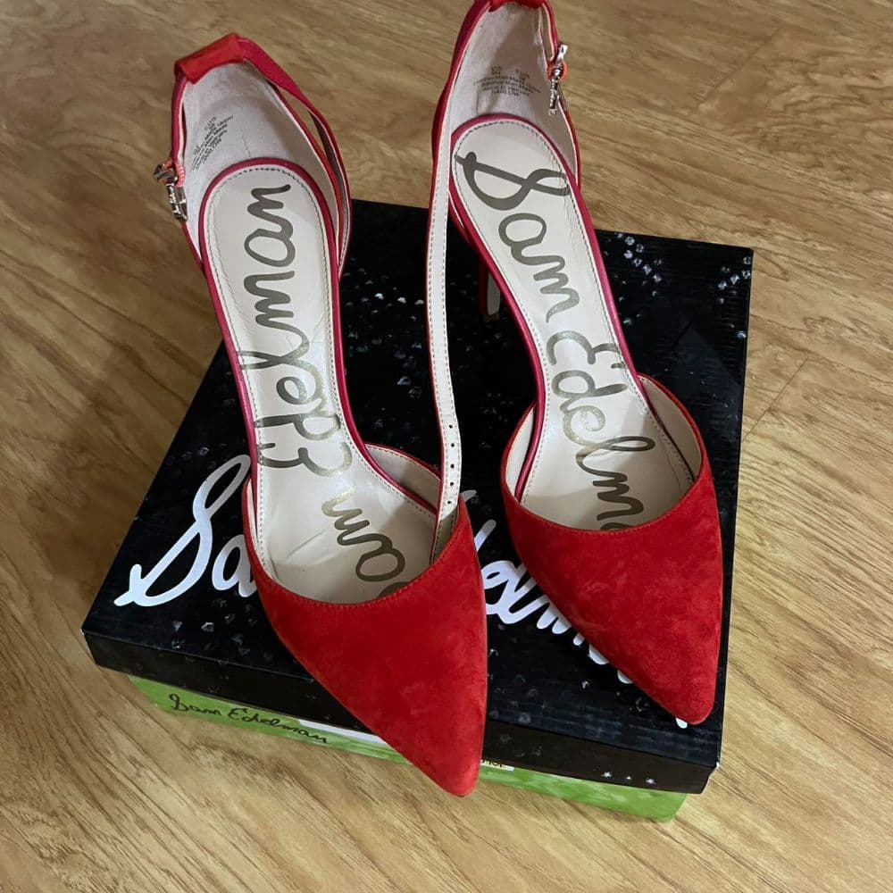 Sam Edelman Women's Red Suede Heels (Size 9) - Image 1