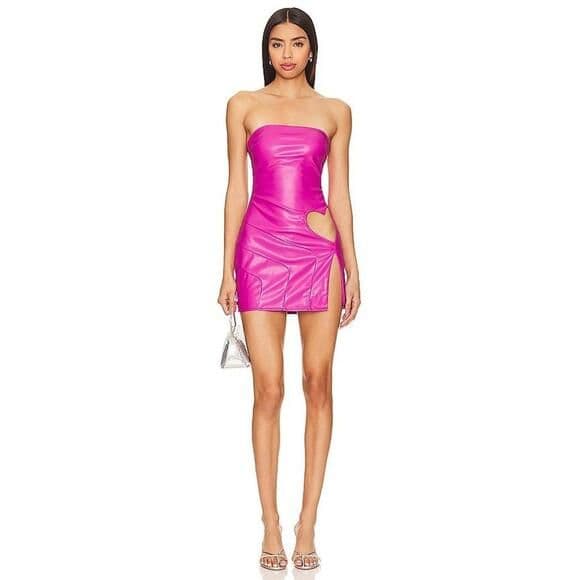 Revolve Superdown Nayeli Faux Leather Mini Dress in Pink - Image 1