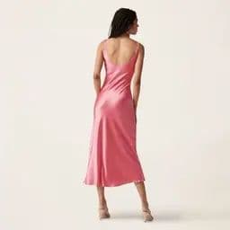 Italic Sarah Pink Silk V-Neck Dress - Image 2