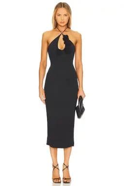 Revolve Erika Midi Dress in Black - Image 1