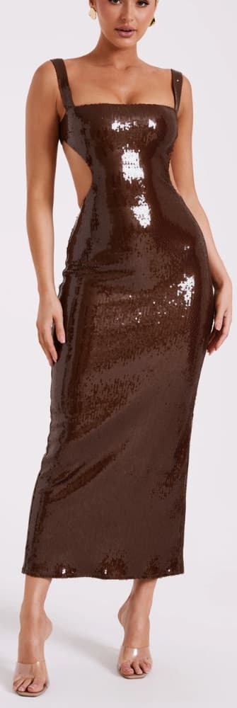 Adoria Sequin Cut Out Maxi Dress - Image 1