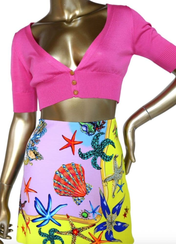 Versace Cashmere Pink Cropped Cardigan - Image 5