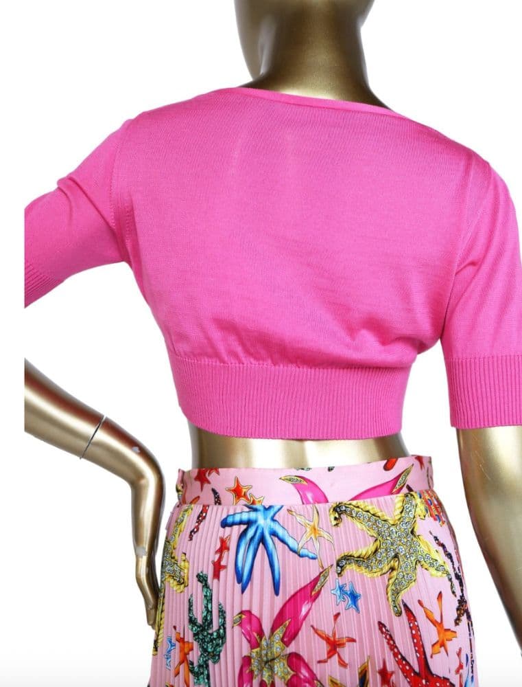 Versace Cashmere Pink Cropped Cardigan - Image 4