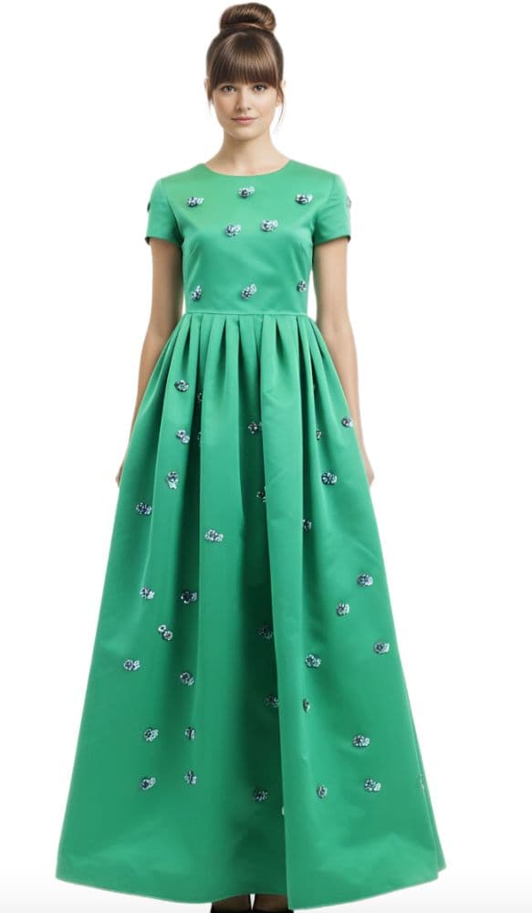 Rochas Ostia Appliqué Short Sleeve Gown - Image 1