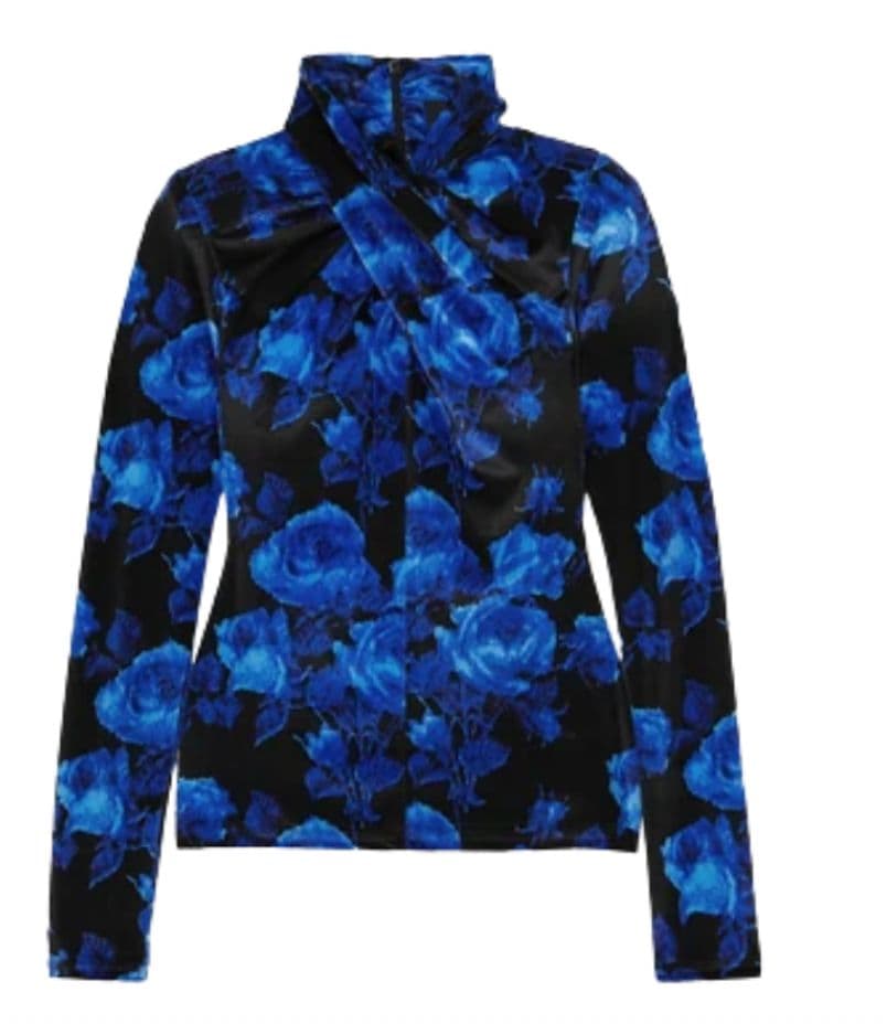 Richard Quinn twist-front Floral-print Stretch-velvet Top - Image 3