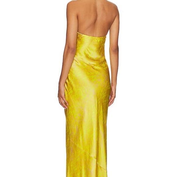 L'AGENCE Estee Twist Neck Dress in Lemon Tonic Python Snake - Image 5
