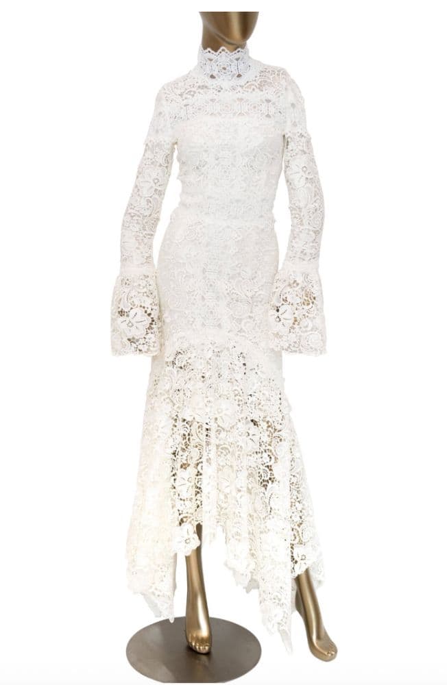 Costarellos Guipure Lace Asymmetrical Gown - Image 1