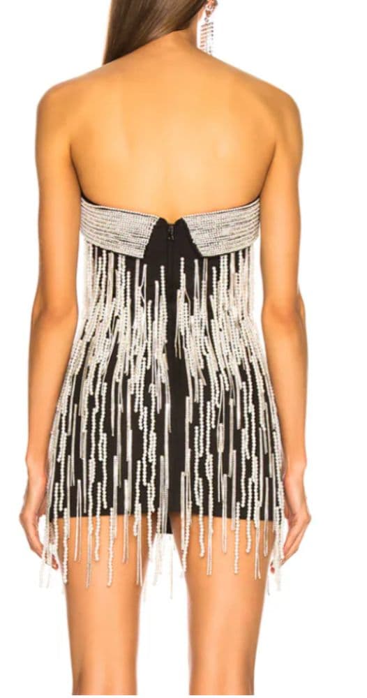 Attico Ludmilla Fringe Beaded Mini Dress - Image 3