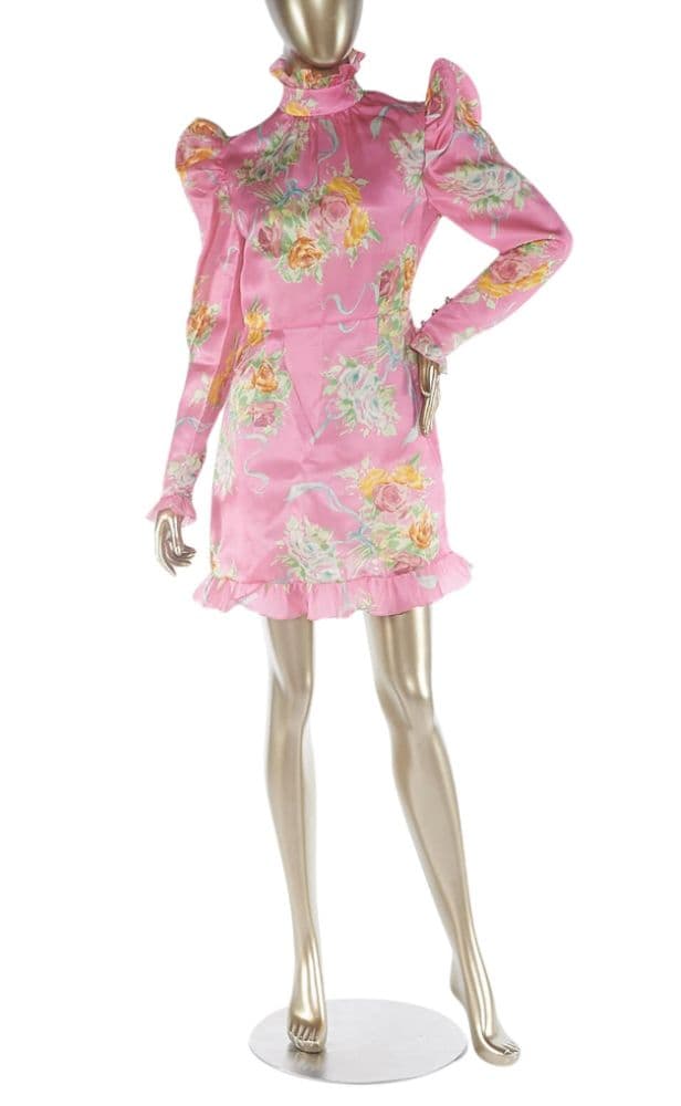 Alessandra Rich Rose Print Mini Dress - Image 4