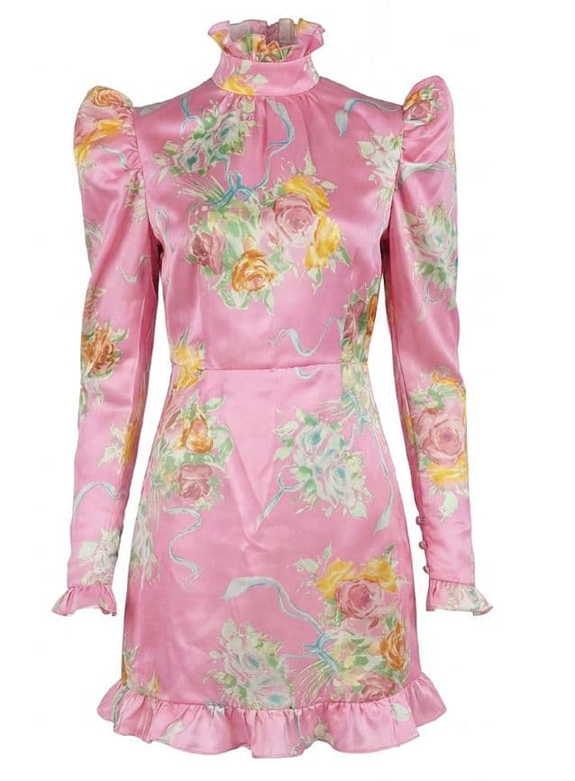 Alessandra Rich Rose Print Mini Dress - Image 3