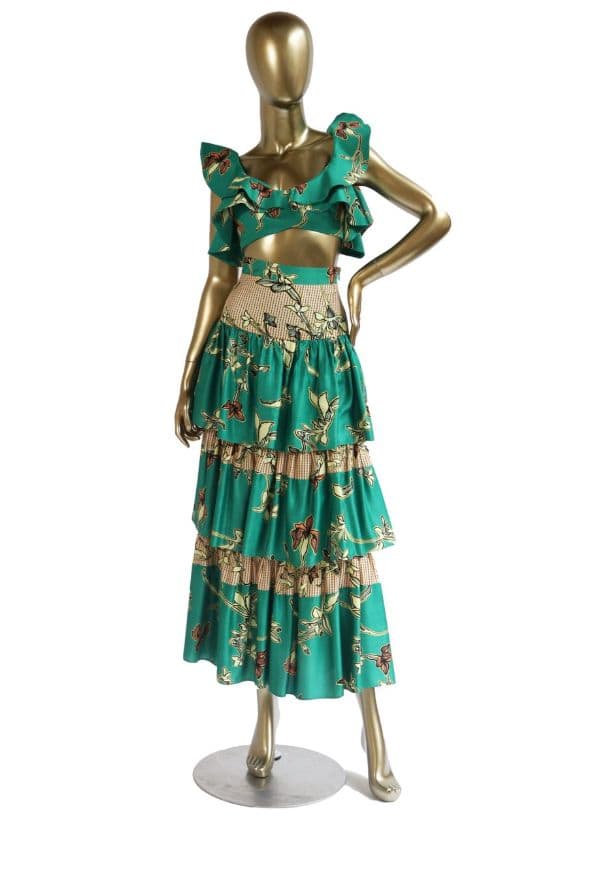 Alexis Printed Ruffle Embellishment Skirt Suit - Image 3