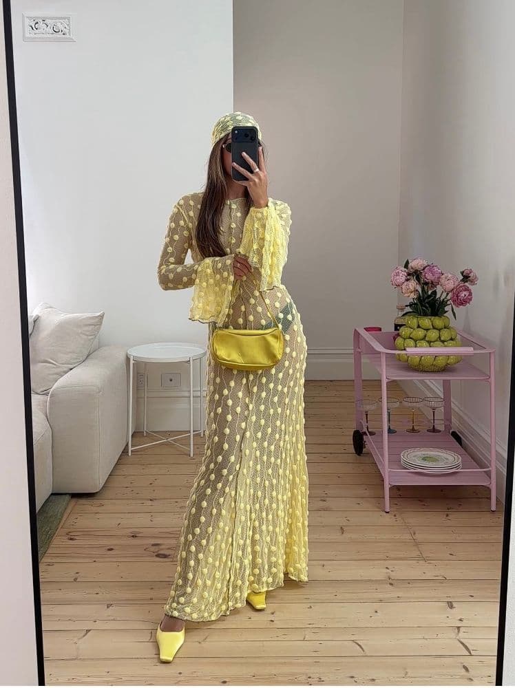 💛Viral Marfa Istanbul Yellow Lace Dress - Image 4
