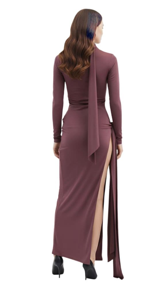 Attico Long Sleeve Ruched Midi Dress - Image 2