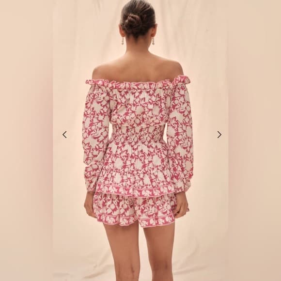 Saylor Devan Romper in Pink Floral Block Print, Size S - Image 2