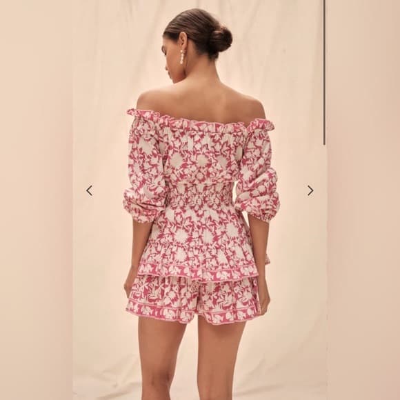 Saylor Devan Romper in Pink Floral Block Print, Size S - Image 3