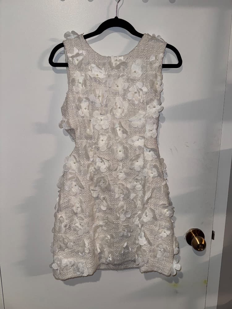Dream Sister Jane Ivory Sea Flower Tweed Mini Dress in S - Image 3