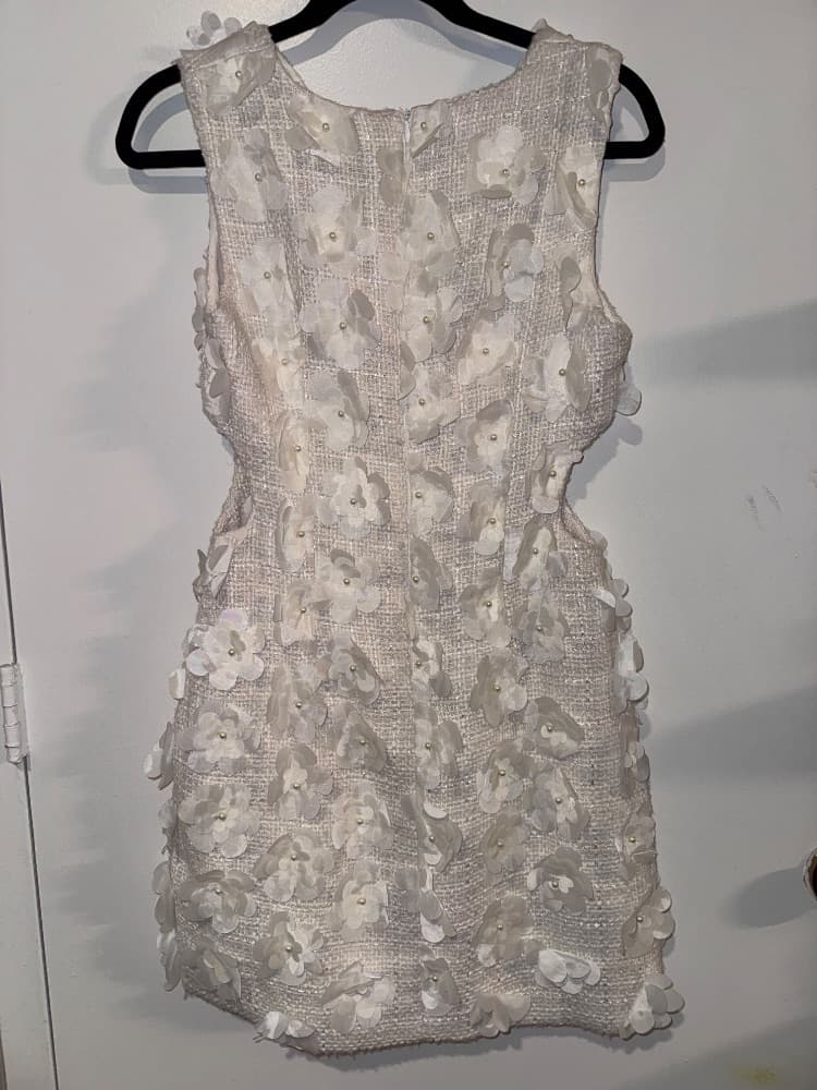 Dream Sister Jane Ivory Sea Flower Tweed Mini Dress in S - Image 4