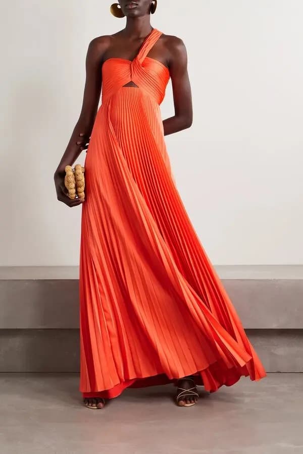 Nessa One-Shoulder Pleated Gown - Image 1