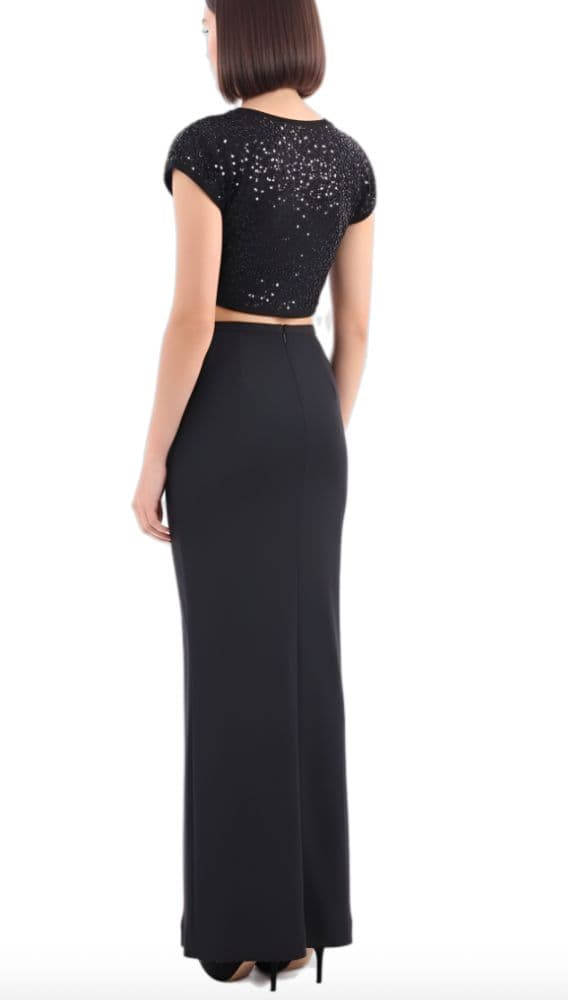 Vintage Dolce & Gabbana Black Maxi Skirt & Beaded Crop Top Set - Image 2