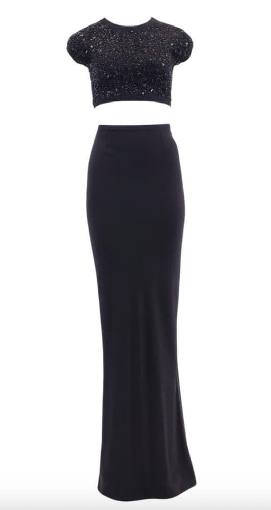 Vintage Dolce & Gabbana Black Maxi Skirt & Beaded Crop Top Set - Image 3