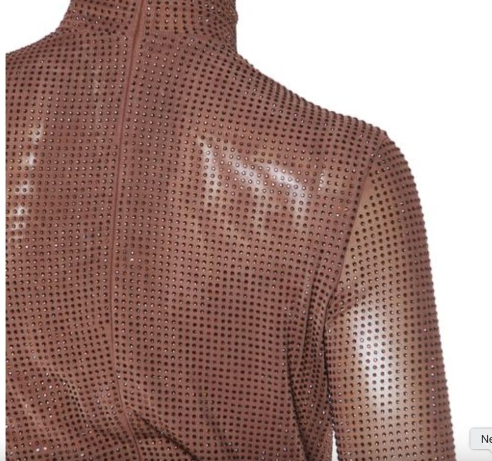 Laquan Smith Crystal-embellished Stretch-tulle Turtleneck Bodysuit - Image 2