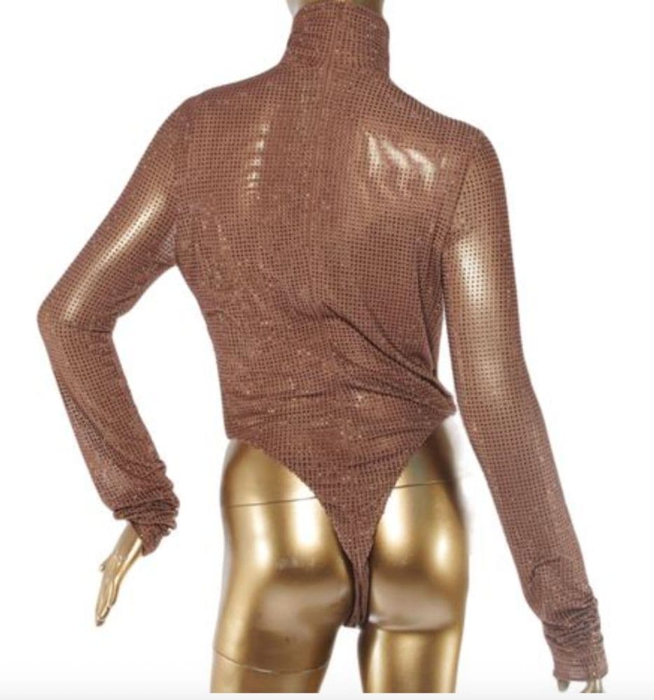 Laquan Smith Crystal-embellished Stretch-tulle Turtleneck Bodysuit - Image 3