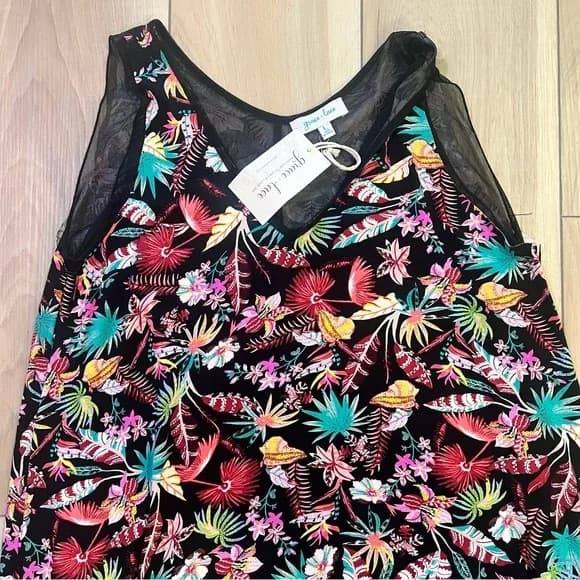NWT Grace & Lace Tiered Mesh Printed Dress - Sz L - Image 4