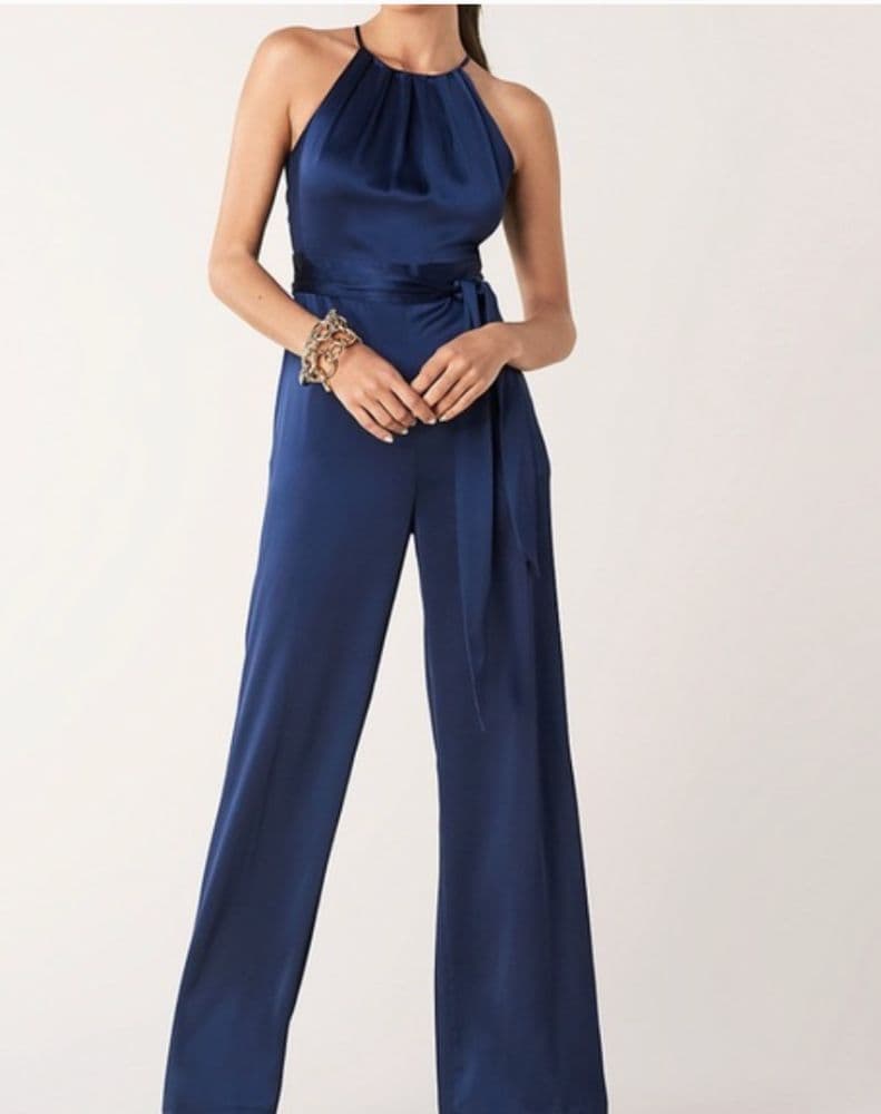 Diane Von Furstenberg Silk Dark Navy Jumpsuit - Image 1