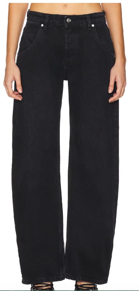 EB DENIM MID RISE BLACK BARREL JEANS - Image 1