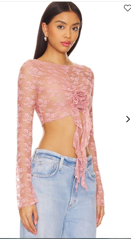 Superdown Pink Lace Top - Image 2