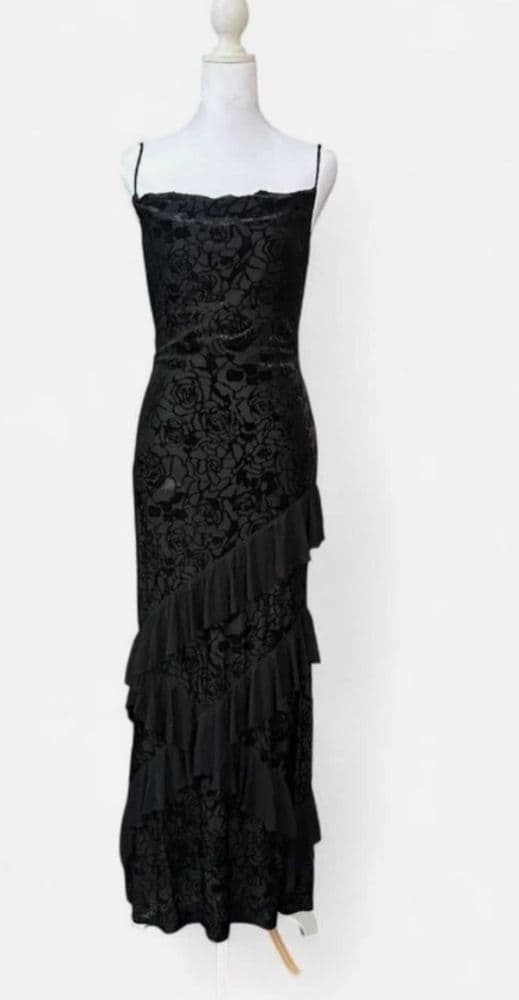Reformation, Black Velvet Ziggy Dress - Image 1