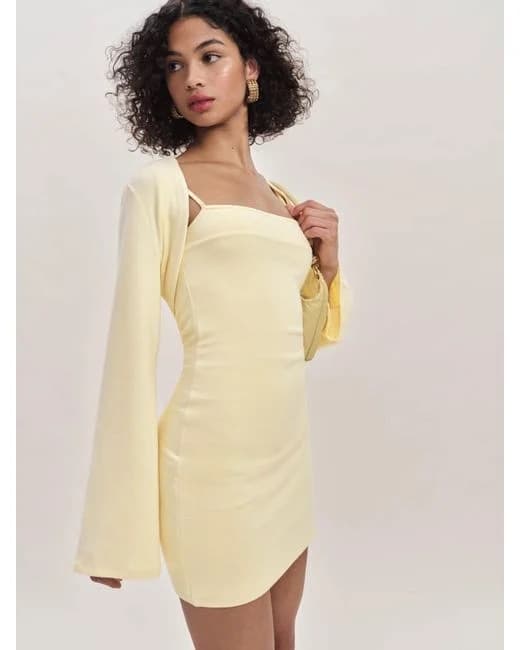 Reformation Chloe Knit Shrug Dress Set - Custard - Image 1