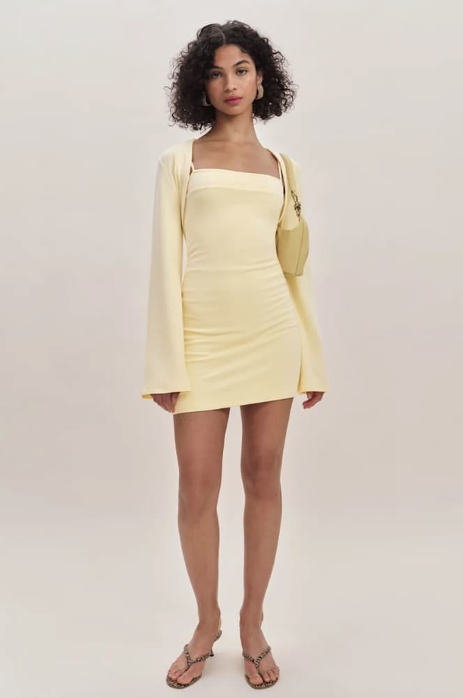 Reformation Chloe Knit Shrug Dress Set - Custard - Image 2