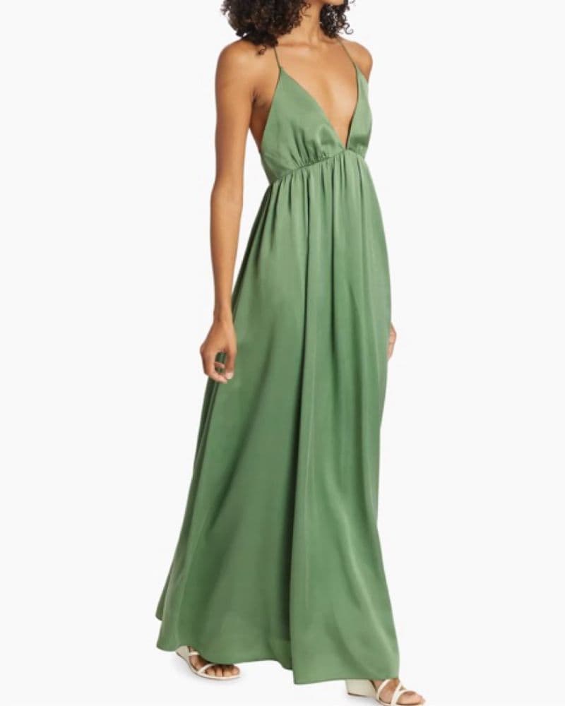 Zimmermann Green Silk V-Neck Maxi Dress - Image 1