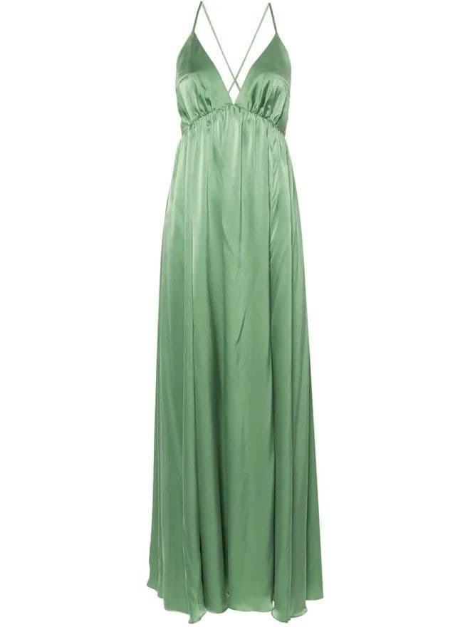 Zimmermann Green Silk V-Neck Maxi Dress - Image 3