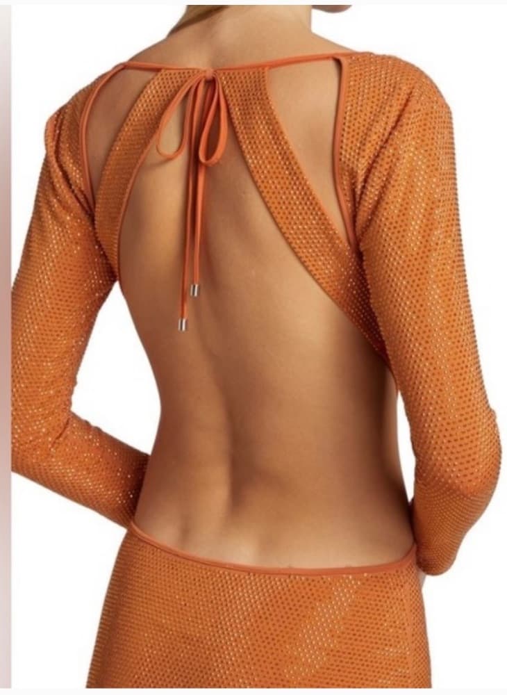 Cult Gaia Beaded Long Sleeve Cut-Out Backless Dress - Image 1