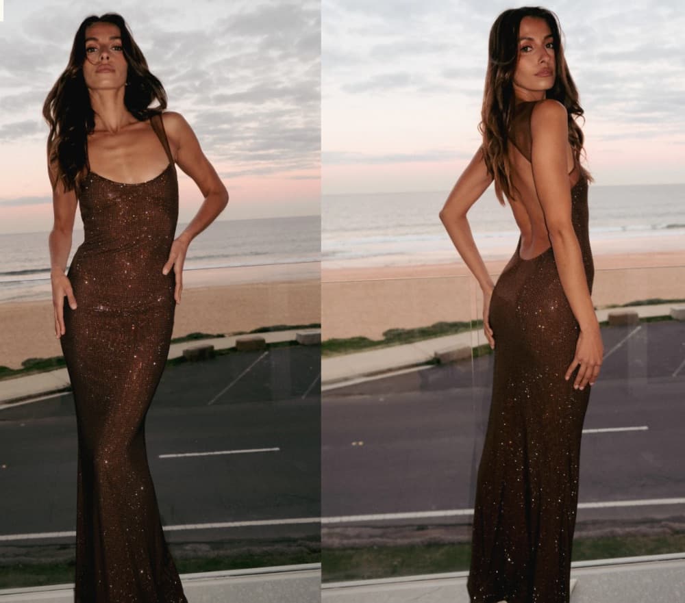 Meshki Chocolate Maxi Dress - Image 1